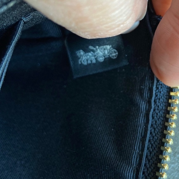 Coach EUC Corner Zip Wristlet In Signature Coated Canvas Black Brown - Picture 11 of 12